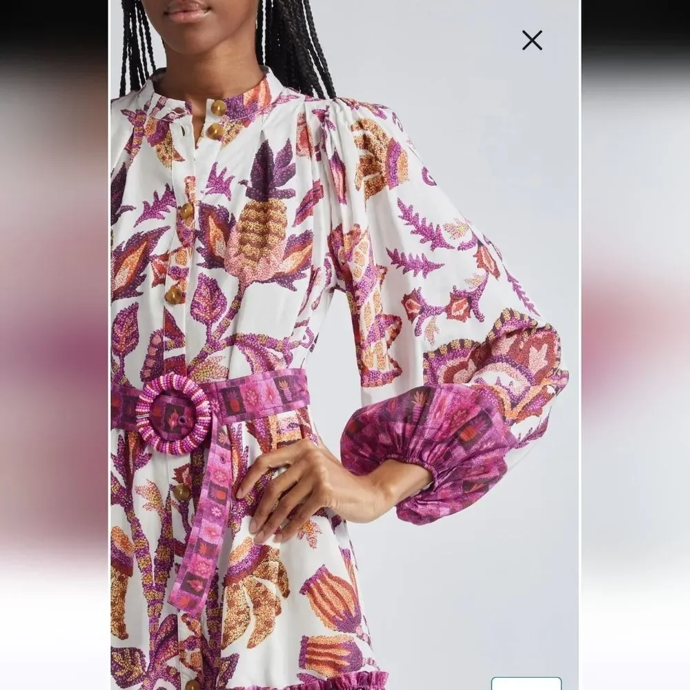 Farm Rio Sunset Tapestry Long Sleeve Shirt Dress Size L - Picture 3 of 13